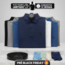 [Leve 6, Pague Só 3] Camisa Polo Ventura Masculina em Algodão, Poliéster e Elastano com Microtextura Geométrica, Botões Frontais e Logo Bordado + BRINDES